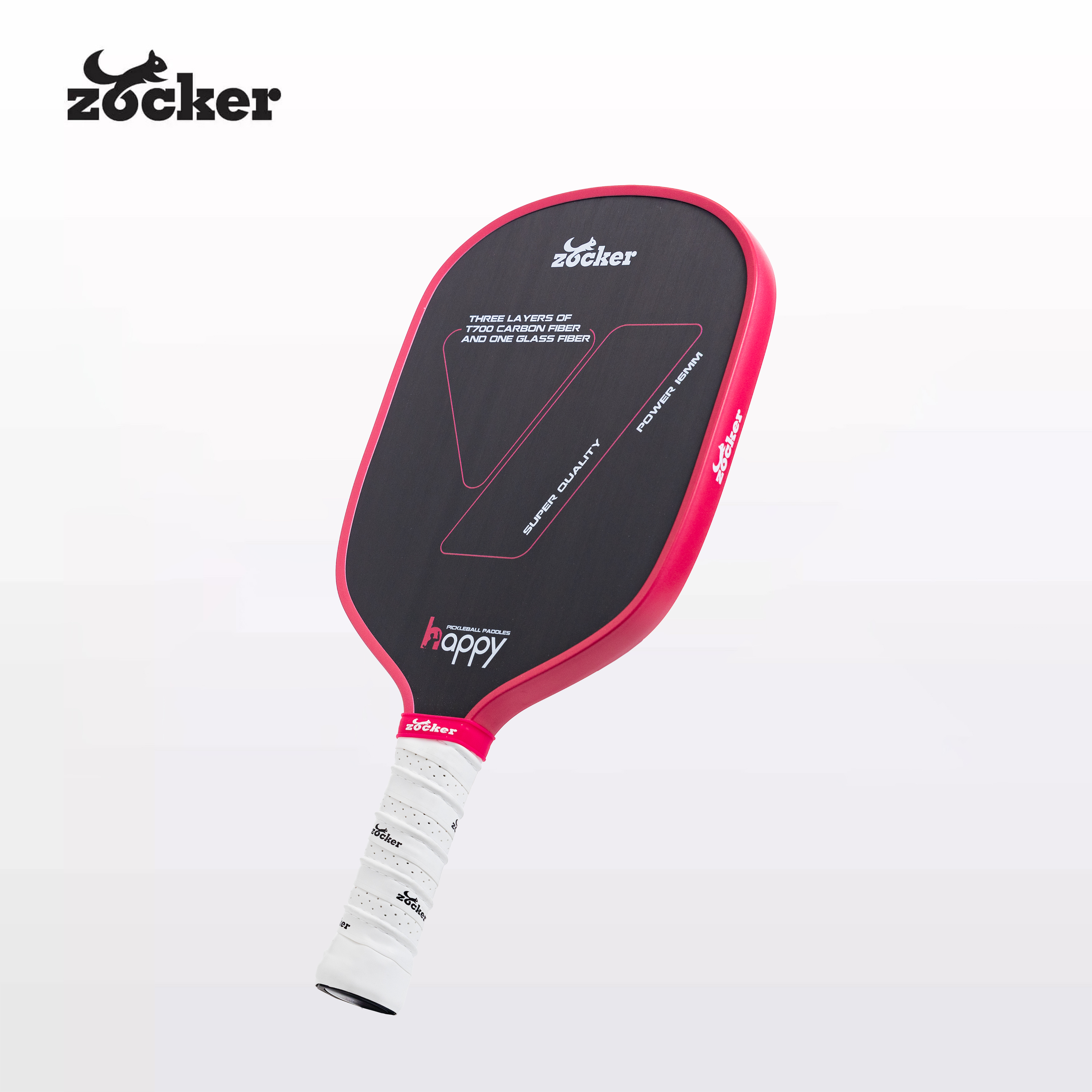 Vợt Pickleball Chính Hãng Zocker Happy HP2 Super Quality Pink 